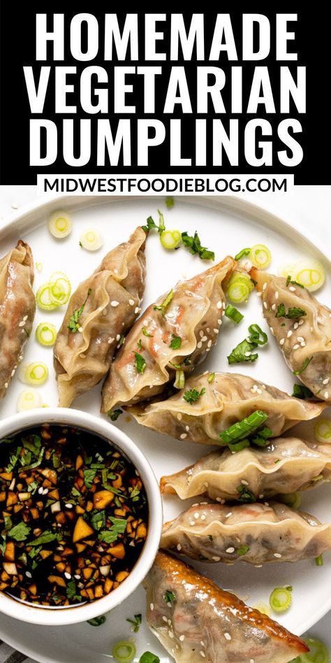 Veggie Dumplings Recipe, Vegetarian Dumplings, Vegan Potstickers, Vegetarian Dumpling, Potstickers Recipe, Vegan Dumplings, Vegetable Dumplings, Dumpling Recipe, Perfect Family