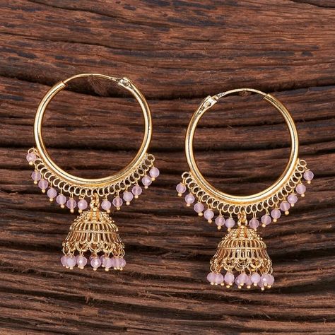 Hoop Jhumka Earrings, Hoop Jhumka, Punjabi Earrings, Earrings Kundan, Pakistani Earrings, Bali Earrings, Gold Gift Boxes, Bali Style, Store Jewelry