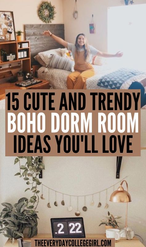 Boho Dorm Room Decor, Boho Dorm Room Ideas, Boho Dorm Decor, Dorm Room Essentials List, Dorm Room Decor Ideas, Minimalist Dorm, Pink Dorm Rooms, Boho Dorm Room, Boho Dorm