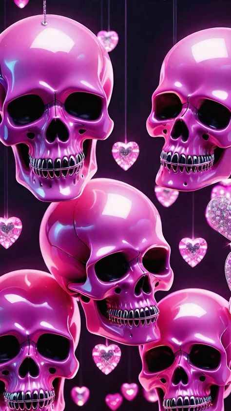 Pink Skull Wallpaper, Skull Artwork Illustrations, Sugar Skull Wallpaper, Wallpaper Heart, Skeleton Drawings, Hearts Wallpaper, Lip Wallpaper, Love Pink Wallpaper, Cartoon Character Tattoos