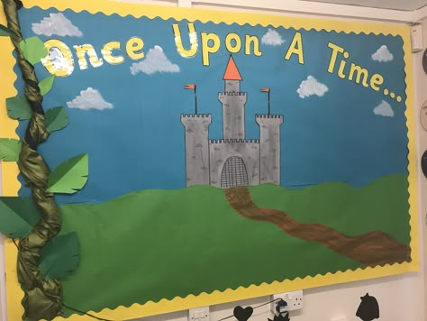 Once upon a time display board, primary school. Once Upon A Time Art Ideas, Fairytales Display Board, Fairytale Castle Decorations, Castle Display Board, Fairytale Classroom Display, Fairy Tale Display, Once Upon A Time Bulletin Board, Once Upon A Time Classroom Theme, Once Upon A Time Eyfs