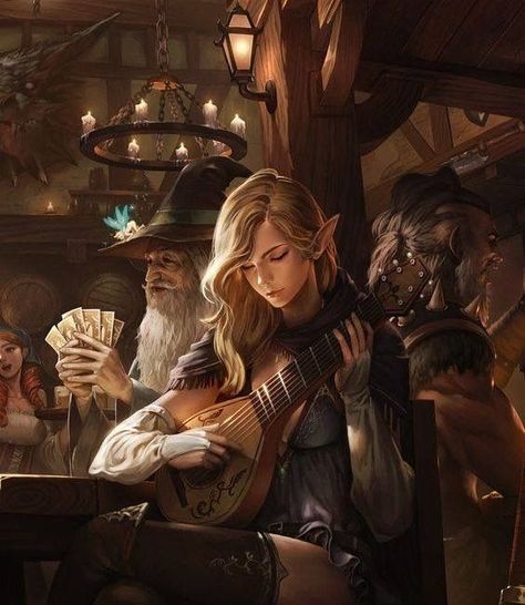 Female bard bar scene Dm Advice, Dnd Quests, Gaming Crafts, Dnd Humor, Dnd Tips, Dm Tips, Game Hook, Meme Text, Painterly Texture