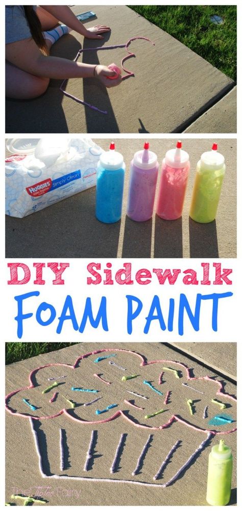 DIY Sidewalk Foam Paint Diy Sidewalk, Summer Boredom Busters, Summer Boredom, Foam Paint, Activities For Girls, Daniel Fast, Toddler Snacks, Sidewalk Chalk, Fun Craft