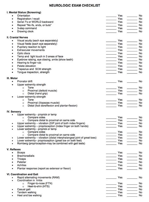 Exam Checklist, Exam Template, Charting For Nurses, Neurological Assessment, Science Diy, Nursing Labs, Physical Therapy School, Assessment Checklist, Nursing Cheat