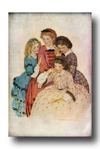 Little Women Characters - 1 :: Meg, Jo, Beth and Amy See also: http://karenswhimsy.com/public-domain-images/ Jessie Willcox Smith, Women Characters, Little Woman, Greta Gerwig, Home Journal, American Illustration, Louisa May Alcott, Children's Book Illustrations, Woman Illustration