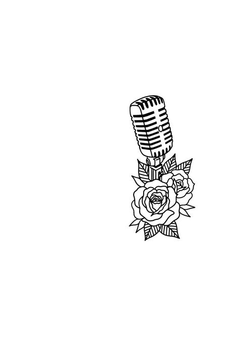 Traditional Tattoo Music, Mic Tattoo, Acoustic Guitar Tattoo, Microphone Tattoo, Cousin Tattoos, State Tattoos, Retro Tattoos, Guitar Tattoo, Music Tattoo Designs