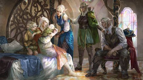 Elf Family Art, Windrunner Sisters, World Of Warcraft Sylvanas, Siblings Art, Banshee Queen, Sibling Art, Elf Family, Warcraft Iii, Fantasy Village