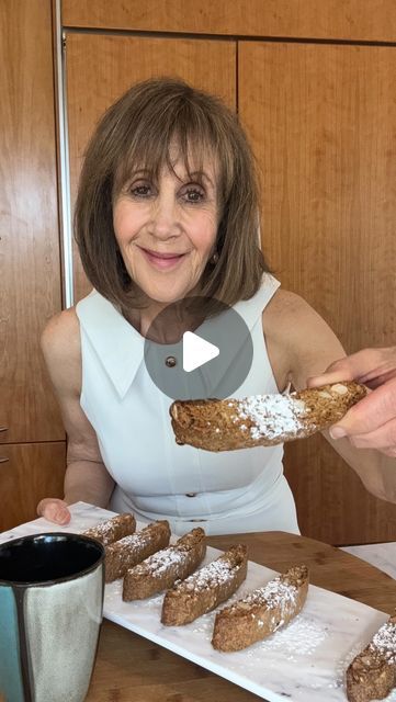 Rose Reisman on Instagram: "Back with another biscotti recipe! This time with a ☕️twist! Give them a shot and let me know what you think. Recipe ⬇️  INGREDIENTS  ¼ cup oil (any variety) ½ cup sugar 1 tbsp instant coffee or espresso powder dissolved in 1 tbsp water 1 egg ¼ cup oats 1 cup all purpose flour ½ tp baking powder 1/9th tsp salt ¾ cup chopped almonds or any nuts  INSTRUCTIONS  1. Add oil, sugar, coffee and egg in bowl mix well. 2.  Add oats, flour, baking powder, salt and nuts and mix until well combined. Form into a log on parchment paper.  3. Bake at 350 F for 30 minutes.  Let cool for 5 minutes then slice into ½” thick cookies and lay on side. 4. Reduce heat to 325 F and bake another 30 minutes or just until crisp. Let cool and enjoy!  . . . #rosereisman #recipe #cookbookauthor