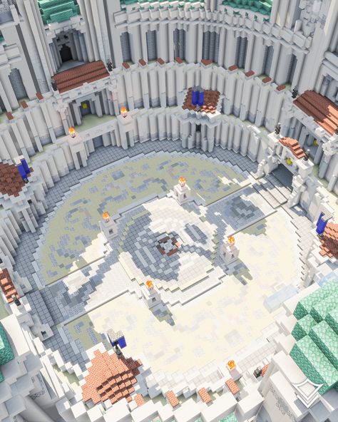 THE COLISEUM—a place where only the mightiest fighters ever dare set foot. The statue is of Citadel's greatest warrior, standing tall above the coliseum and bestowing good fortune upon all who enter the pit. —— Follow: @varunallc Follow: @varunallc Follow: @varunallc —— © Copyright VarunaLLC. —— #mcpe #minecraft #minecraftbuild #throwback #minecraftpost #minecraftart #minecraftarchitecture #minecraftideas #minecraftinspiration #inspirationalinspiration #games #project #build #mcbuild #archi... Statues In Minecraft, Minecraft Colosseum, Statue Minecraft, Minecraft P, Minecraft Structures, Minecraft Buildings, Minecraft Art, Minecraft Architecture, Stand Tall