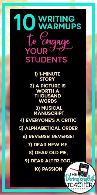 Ten Creative and Engaging Writing Warm-Ups for Creative Writing #HighSchoolEnglish #HighScholELA #CreativeWriting Secondary Ela Classroom, High School English Classroom, Teaching High School English, Middle School Writing, English Language Arts High School, School Creative, Ela Classroom, Middle School Reading, Writing Classes