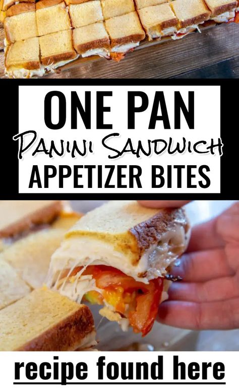 Panini Bites Mini Sandwiches For Parties from One Pan Holiday Appetizers For Large Batches Of Shareable Party Snacks - Make Ahead Party Finger Foods And Easy Appetizers For A Crowd Make Ahead Finger Sandwiches, Sandwich Appetizers For Party, Make Ahead Sandwiches For A Crowd, Sandwich Ideas For Party, Small Sandwiches For Party, Finger Sandwiches For A Crowd, Mini Sandwich Appetizers, Mini Sandwiches For Parties, Sandwiches For Parties