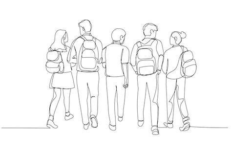 Friends Sketch Drawing Ideas, Group Of Friends Drawing, School Students Drawing, Classroom Illustration, Drawing Student, Student Illustration, Students Drawing, Class Drawing, Book Pic