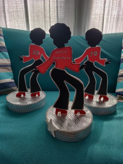 Soul Train Centerpiece Ideas, 70s Centerpiece Ideas Diy, Soul Train Party Centerpieces, 1970s Party Centerpieces, 70 Decorations Party, Soul Train Themed Party Centerpieces, Motown Centerpieces, 70s Party Centerpieces, 70’s Party Decorations