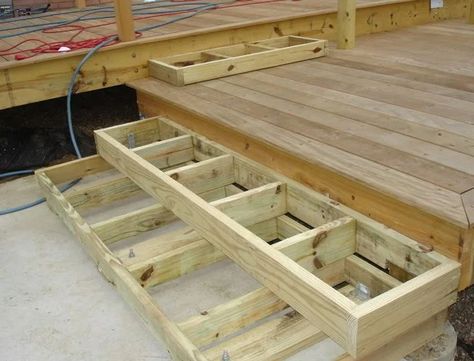 Building Box Steps and Stairs for Decks Building Deck Steps, Build Deck Stairs, Building Deck, Deck Stair Railing, Build Deck, Patio Stairs, Patio Steps, Deck Steps, Building Stairs