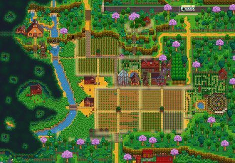 Stardew Valley Expanded Farm Layout, Stardew Valley Expanded, Rollercoaster Tycoon, Stardew Farms, Stardew Valley Layout, Stardew Valley Farms, Farm Layout, Farm Ideas, Farming Simulator