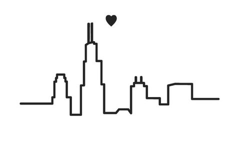 chicago skyline outline- simple, maybe for ankle tattoo? Chicago Fine Line Tattoo, Chicago Tattoo Ideas Simple, Peyton Tattoo, Chicago Tattoo Ideas, Nashville Tattoos, Chicago Skyline Tattoo, Traveling Tattoo, Skyline Logo, Skyline Tattoo