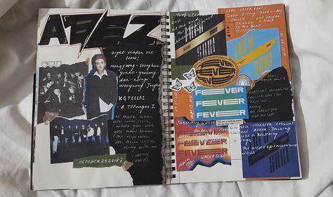 Ateez Journal Ideas, Ateez Journal, Concert Scrapbook, Kpop Journaling, Music Journal, Kpop Journal, Notebook Ideas, Journal Inspo, Scrapbook Journal