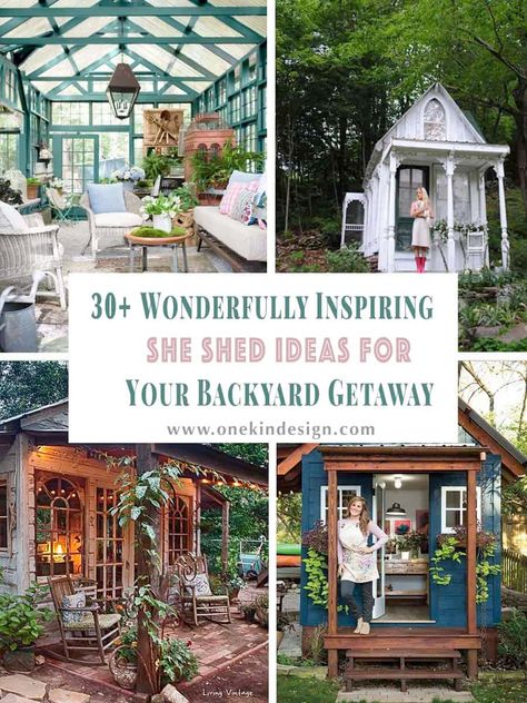 30+ Wonderfully Inspiring She Shed Ideas To Adorn Your Backyard Zen Shed, She Sheds Ideas Backyard Retreat, She Sheds Ideas, She Shed Ideas, Sheds Ideas, Garden Getaway, Sheds Ideas Backyard, Creative Backyard, Antique French Doors