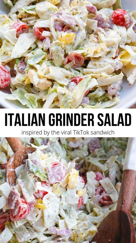 Tik Tok Sandwich, Italian Grinder Salad, Italian Grinder, Grinder Salad, Italian Sub, Italian Sandwich, Salad Healthy, Best Salad Recipes, Dinner Recipes For Family