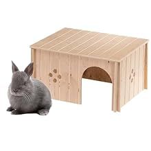 Ferplast Maison Lapin, Accessoire pour Cage Lapin, avec Toit Plat et Trous d'Aération, en Kit de Montage, 37 x 27,7 x h 20 cm, Sin 4647 Niche Maison en Bois pour Lapins Rabbit Cages, Wooden House, Rodents, Animal House, Guinea Pigs, Wood Colors, Small Pets, Habitat, Natural Wood