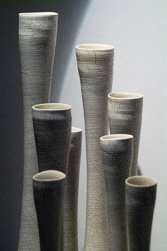 E_49 | Flickr - Photo Sharing! Rina Menardi, Flower Clay, Fluted Vase, Surface Decoration, Clay Vase, Ceramics Pottery, Ceramic Studio, Ceramic Vessel, Ceramic Vases