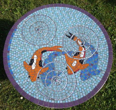 Mosaic Fish Pattern, Crazy Pavers, Fish Mosaic, Free Mosaic Patterns, Coy Fish, Mosaic Coffee Table, Fish Symbol, Mosaic Table Top, Mosaic Art Projects