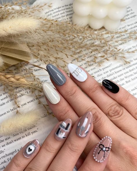 Choose Your Fighter 🤍🎼📖🕯️🩶 . In Honor of @taylorswift 11th album, I present the TTPD nails! What’s your favorite so far? . . @dndgel Ceramic Jazz, Nightrider, Master Black @orly Shaky Alibi, Sea Spray, White Tips Ttpd Nail, Ttpd Nail Ideas, Eras Tour Nails Ttpd, Ttpd Nails Taylor Swift, Eras Colors, Eras Nails, Swift Nails, Island Nails, Taylor Nails