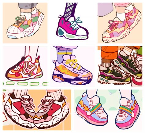 Character Shoes Drawing, Shoe Reference Drawing, Cartoon Shoes Drawing, Shoes Reference Drawing, Shoe Drawing Reference, Shoes Drawing Reference, Sneakers Drawing, Drawing Shoes, Drawing Girls