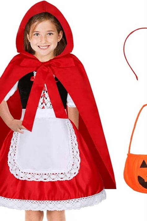 Little Red Riding Hood Costume for Girls Kids Halloween Fairytail Storybook Character Cosplay Dress Hooded Cloak 3-13 Years Little Red Riding Hood Costume, Riding Hood Costume, Character Cosplay, Red Riding Hood Costume, Costume For Girls, Storybook Characters, Hooded Cloak, Kids Halloween, Cosplay Dress