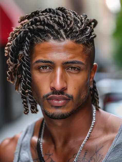 Explore 29 Diverse and Creative Black Men Cornrows Styles for All Events and Personalities Curly Hair Twists, Twisted Dreadlocks, Dreadlock Fade, African Men Hairstyles, Black Men Cornrows, Mens Twists, Men Cornrows, Mens Twists Hairstyles, Braided Man Bun