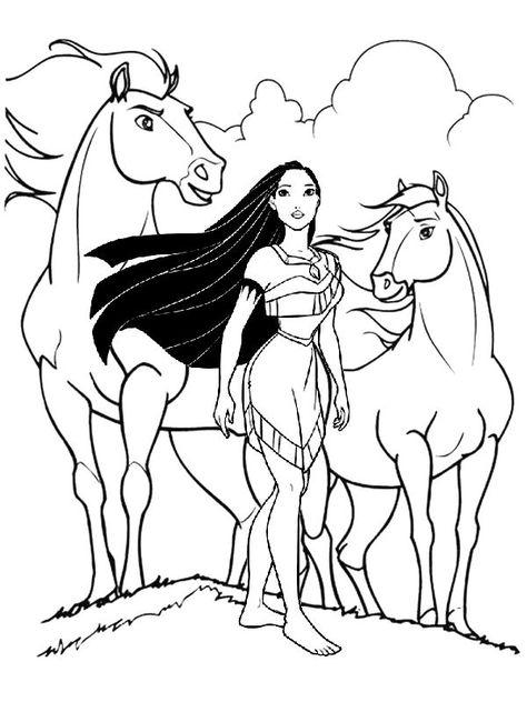 Pocahontas with Spirit Disney Colouring Pages, Disney Princess Coloring Pages, Farm Animal Coloring Pages, Disney Embroidery, Princess Coloring Pages, Disney Colors, Princess Coloring, Disney Coloring Pages, Cool Coloring Pages