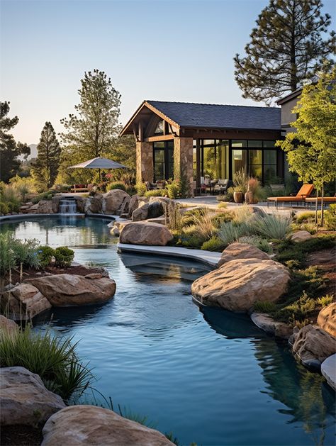 Recreational Pond - AquaScape Creations Recreational Pond, Aquatic Design, Pond Pool, Forest Resort, Small Forest, Outdoor Ponds, Swimming Pond, Natural Pond, Cascade Waterfall