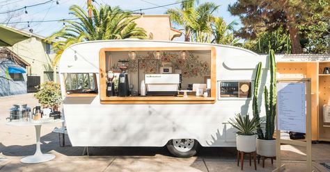 Communal Coffee — A Coffee Oasis Springs Up in South Park - Eater San Diego Communal Coffee, Mountain Wedding Ideas, Coffee Food Truck, Mini Caravan, Mobile Coffee Shop, Coffee Trailer, Coffee Van, Coffee Shop Interior Design, Coffee Truck