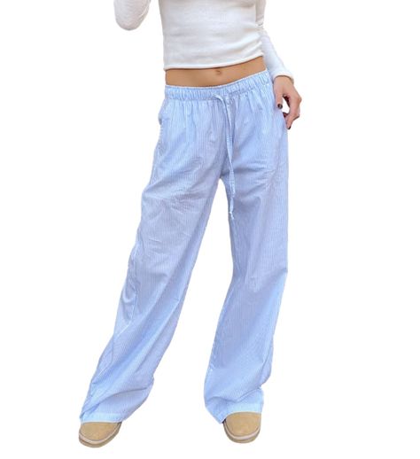 PRICES MAY VARY. Material: Women low rise pajamas pants made of high quality polyester fiber. Soft, breathable, lightweight, skin friendly, stretchy, comfy to wear and touch. Machine or hand wash in cold gentle/Line dry/Do not bleach. Features: Women y2k lounge pants, striped / plaid printed, wide leg pajamas pants, drawstring elastic waist, relax fit sleepwear pj pants, summer baggy pants, full length, y2k going out pants, high waist palazzo pants, summer beach pants. Style: High waist wide leg Blue And White Striped Pants, Striped Lounge Pants, Lounge Trousers, Striped Pajama Pants, Striped Linen Pants, Boxer Pants, Pants Y2k, Striped Trousers, Trendy Pants