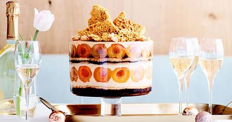 Lauren Eldridge's apricot, honey, coffee and macadamia trifle Summer Trifle, Trifle Recipes, Apricot Cake, Recipes For Christmas, Apricot Recipes, Trifle Bowl, Trifle Desserts, Festive Desserts, Trifle Recipe