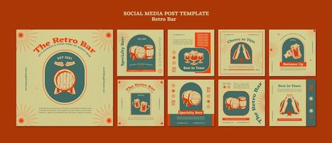 Vintage Social Media Design, Retro Banner Design, Retro Instagram Post, Social Media Campaign Design, Invoice Design Template, Catalogue Layout, Instagram Post Design, Insta Layout, Invoice Design