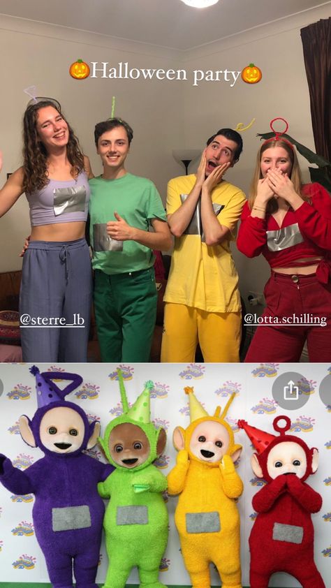 Inspo for your halloween outfit Halloween Costumes Teletubbies, Teletubbies Outfit, Po Teletubbies, Cartoon Halloween Costumes, Teletubbies Costume, Matching Halloween Costumes, Book Week Costume, Halloween Express, Costumes For Teens