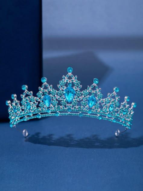 Celeste Glamour Collar  Aleación de zinc   Embellished Cinderella Quinceanera Crown, Cinderella Quince Crown, Blue Quince Tiara, Qenseñera Ideas, Crowns For Quinceanera Blue, Blue Tiara Aesthetic, Blue Butterfly Quinceanera Theme Crown, Baby Blue Quinceanera, Quinceanera Tiaras