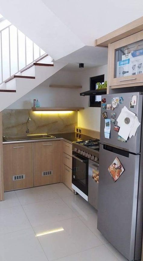 50 Smart Kitchen Under Stairs Ideas - Shelterness Kitchen Under Stairs Ideas, Shelves With Lights, Under Stairs Ideas, Kitchen Under Stairs, Stairs Ideas, Under The Stairs, Smart Kitchen, Under Stairs, Open Shelves