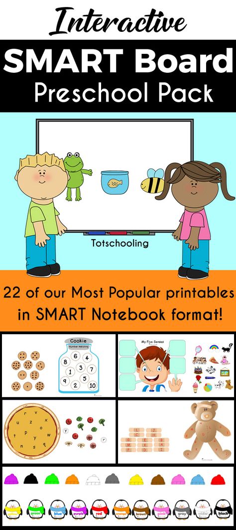 Take classroom learning to the next level with these fun and engaging SMARTboard games for preschoolers! Students will love these interactive touch-screen activities based on popular printables! Featuring activities that teach alphabet, letter sounds, numbers, counting, colors, shapes, rhyming, nursery rhymes, science, animals and community! Preschool Interactive Activities, Smartboard Activities For Preschool, Preschool Smartboard Activities, Smartboard App, Abc Banner, Interactive Whiteboard Activities, Teach Alphabet, Popular Printables, Smartboard Activities