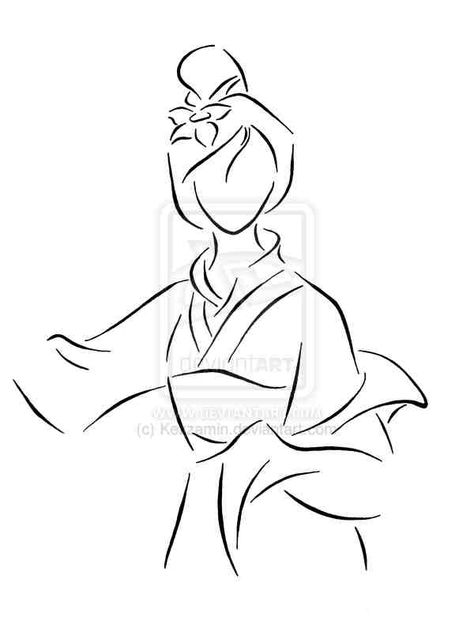 Mulan silhouette Mulan Silhouette, Sewing Canvas, Outline Drawing, Disney Sketches, Pola Sulam, Pinturas Disney, Outline Drawings, Disney Tattoos, Disney And Dreamworks