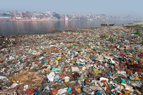 Garbage in the Ganges River in Varanasi, India. This is one of the most revered stretches of India's holiest river. River Pollution, Ganga River, Pet Project, Plastic Pollution, Varanasi, Science Activities, Pollution, Everyday Life, City Photo