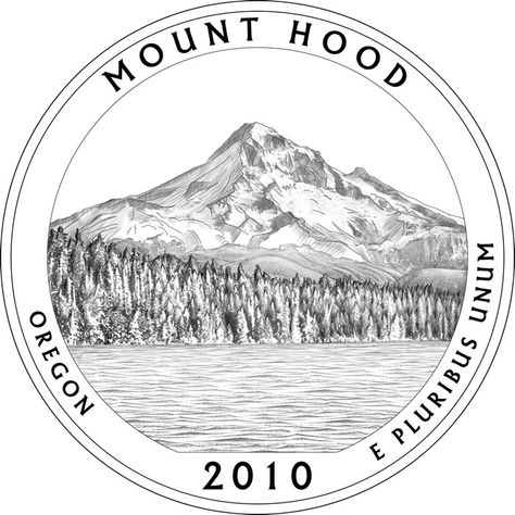 The image on the reverse of the Mount Hood National Forest quarter depicts a view of Mount Hood with Lost Lake in the foreground. Description from coincollectingnews.org. I searched for this on bing.com/images I Need A Tattoo, Pnw Tattoo, Mountain Sketch, Mt Hood Oregon, Line Art Images, Forest And Wildlife, Mountain Drawing, America The Beautiful, My Hood