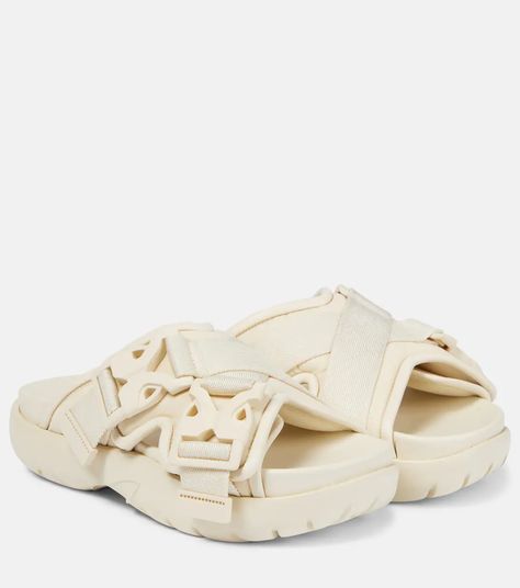 Snap Buckle Slides in Neutrals - Bottega Veneta | Mytheresa Bottega Veneta Sandals, Bottega Veneta Shoes, Latest Sandal, Neutral Shoes, Suede Slides, Rubber Sandals, Buckle Sandals, Leather Slides, Leather Buckle