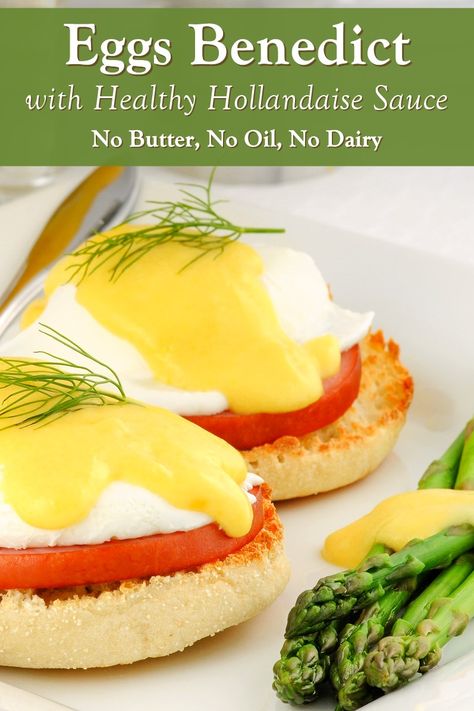 Eggs Benedict with Healthy Hollandaise Sauce (Dairy-Free Recipe!) Healthy Egg Benedict, Healthy Eggs Benedict Clean Eating, Dairy Free Hollandaise Sauce, Dairy Free Eggs Benedict, Hollandaise Sauce Healthy, Eggs Benedict Healthy, Paleo Hollandaise Sauce, Gluten Free Eggs Benedict, Healthy Hollandaise Sauce