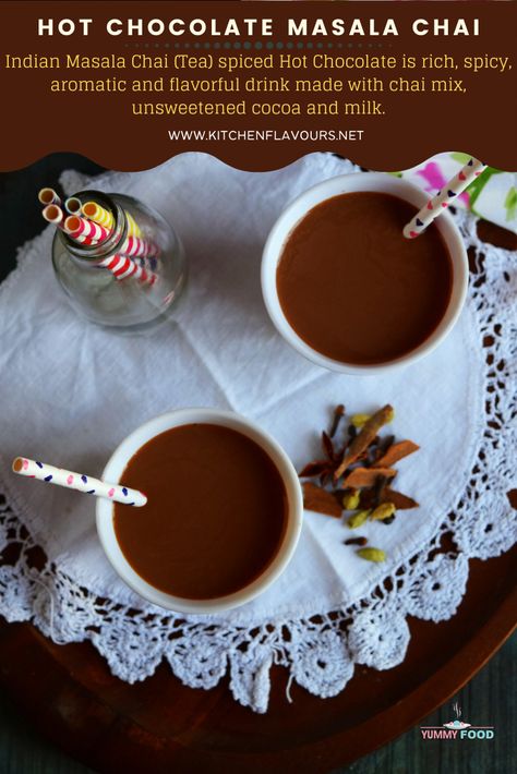 Indian Hot Chocolate, Chai Hot Chocolate, Spiced Hot Chocolate, Masala Chai Tea, Indian Chai, Cup Of Hot Chocolate, Christmas Recipe, Steaming Cup, Homemade Hot Chocolate