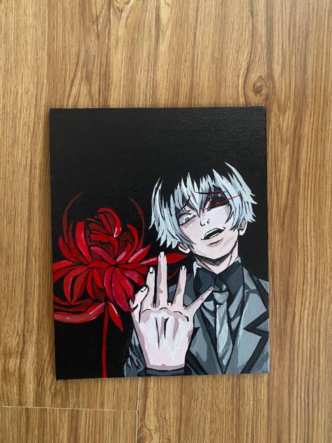 Tokyo Ghoul Painting, Ideas Arcilla, Kid Painting, Aesthetic Sketch, Anime Canvas Painting, Anime Canvas Art, Anime Tshirt, Small Canvas Art, Dragon Ball Artwork