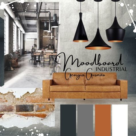 Industrial Modern Color Palette, Industrial Office Color Palette, Industrial Style Mood Board, Industrial Interior Design Color Palette, Industrial Interior Design Mood Board, Office Moodboard Interior Design, Industrial Color Palette Mood Boards, Modern Industrial Color Palette, Modern Industrial Interior Design Living Room