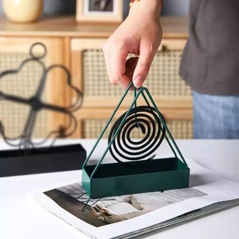 1pc Simple Triangle-shaped Iron Mosquito Coil Holder Creative Hanging Or Standing Incense Burner (random Color) Dm for order and queries #coilholder Mosquito Coil Holder, Simple Room Decoration, Mosquitoes Remedies, Mosquito Coil, Simple Room, Plate Holder, Mosquito Repellent, Insect Repellent, Iron Art