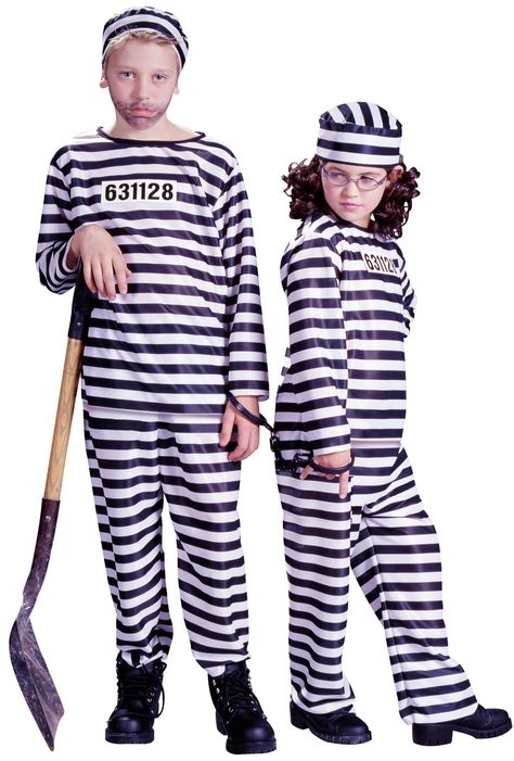 Jailbird Costume - Meijer Halloween 2014 Robber Fancy Dress, Jailbird Costume, Convict Costume, Halloween Dress Up Ideas, Black And White Striped Pants, Dress Up Ideas, Prisoner Costume, Perfect Halloween Party, Box Costumes